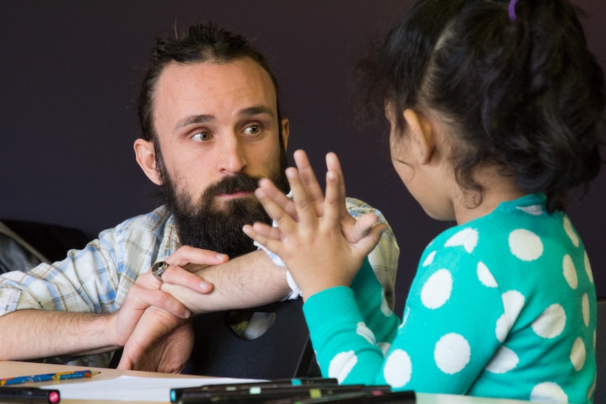 Louie Joyce comic artist listens to a six-year-old Sacha