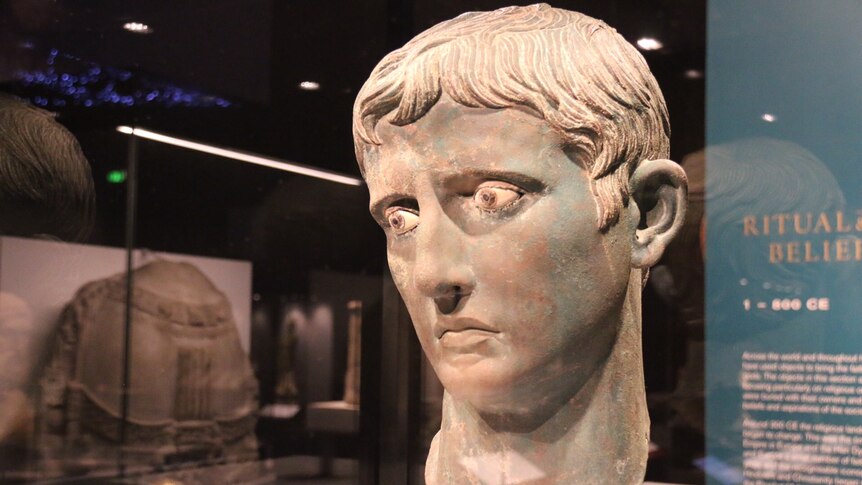 Bronze bust of Augustus.