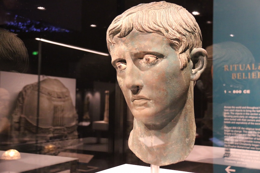 Bronze bust of Augustus.
