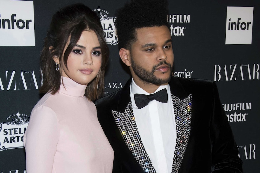 Selena Gomez wears a 1960s inspired outfit with The Weeknd at NYFW