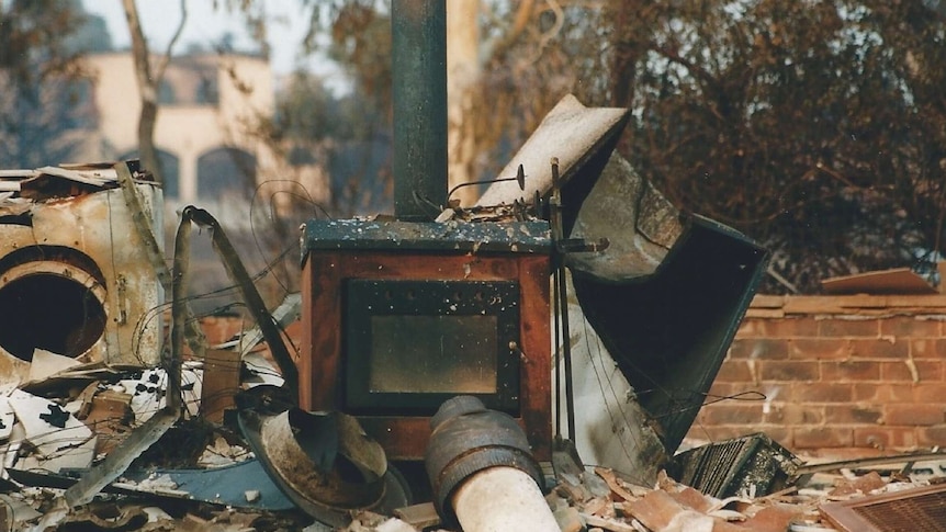 Remains of Natalie Larkins home after Canberra fires 2003