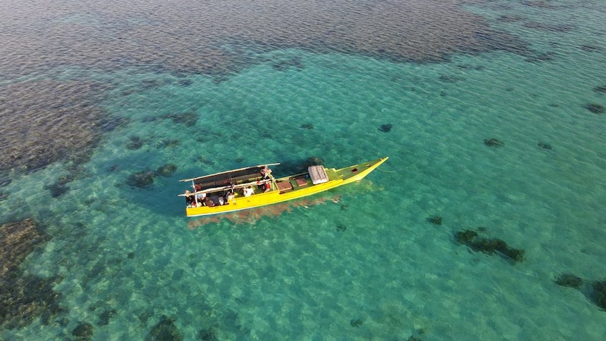 Illegal Indonesian fishing boat at Rowley Shoals Marine Park