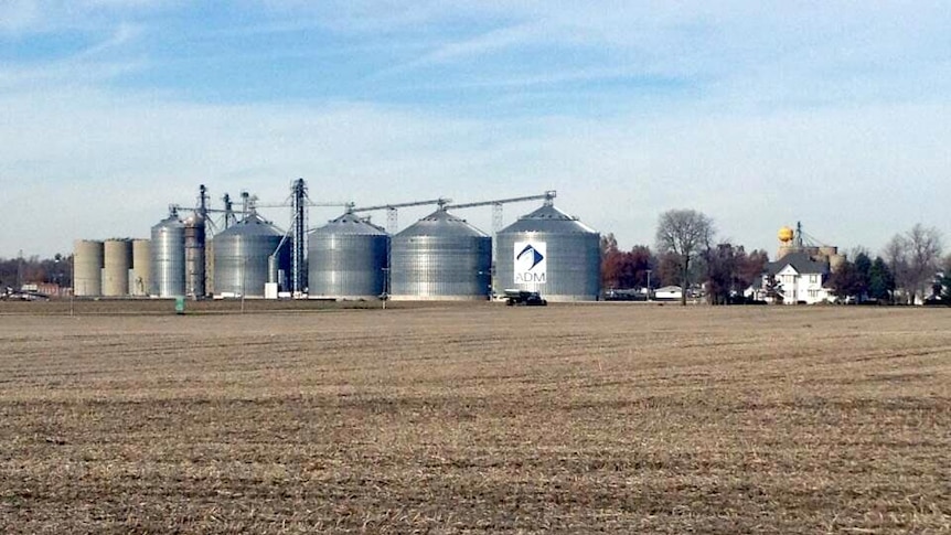 Archer Daniels Midland grain silos in Decatur, Illinois