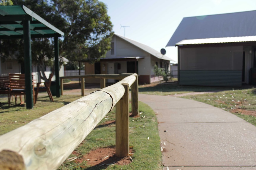 The main yard of the Outridge Terrace Aboriginal accommodation complex in Kalgoorlie.