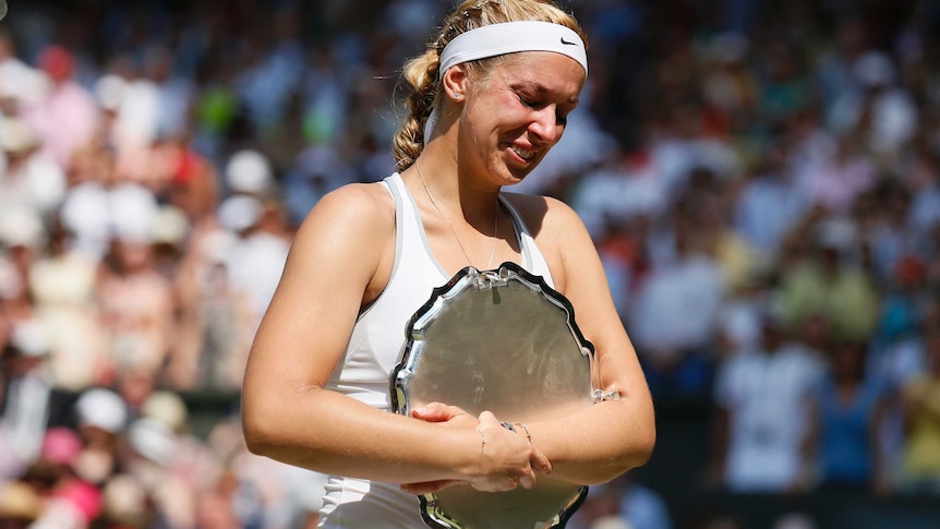 Sabine Lisicki cries after losing the Wimbledon final