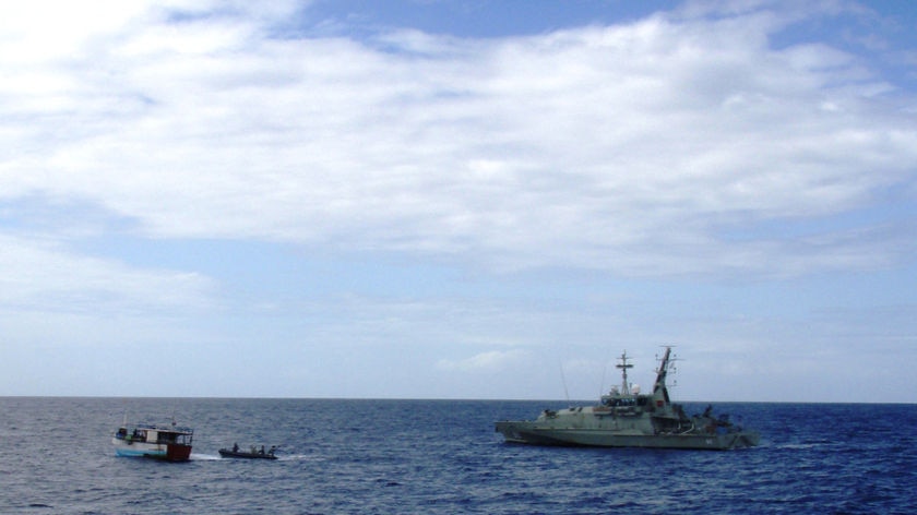 Keen to impress: Australian and Indonesian navies carry out combined patrols to secure the border (file photo)
