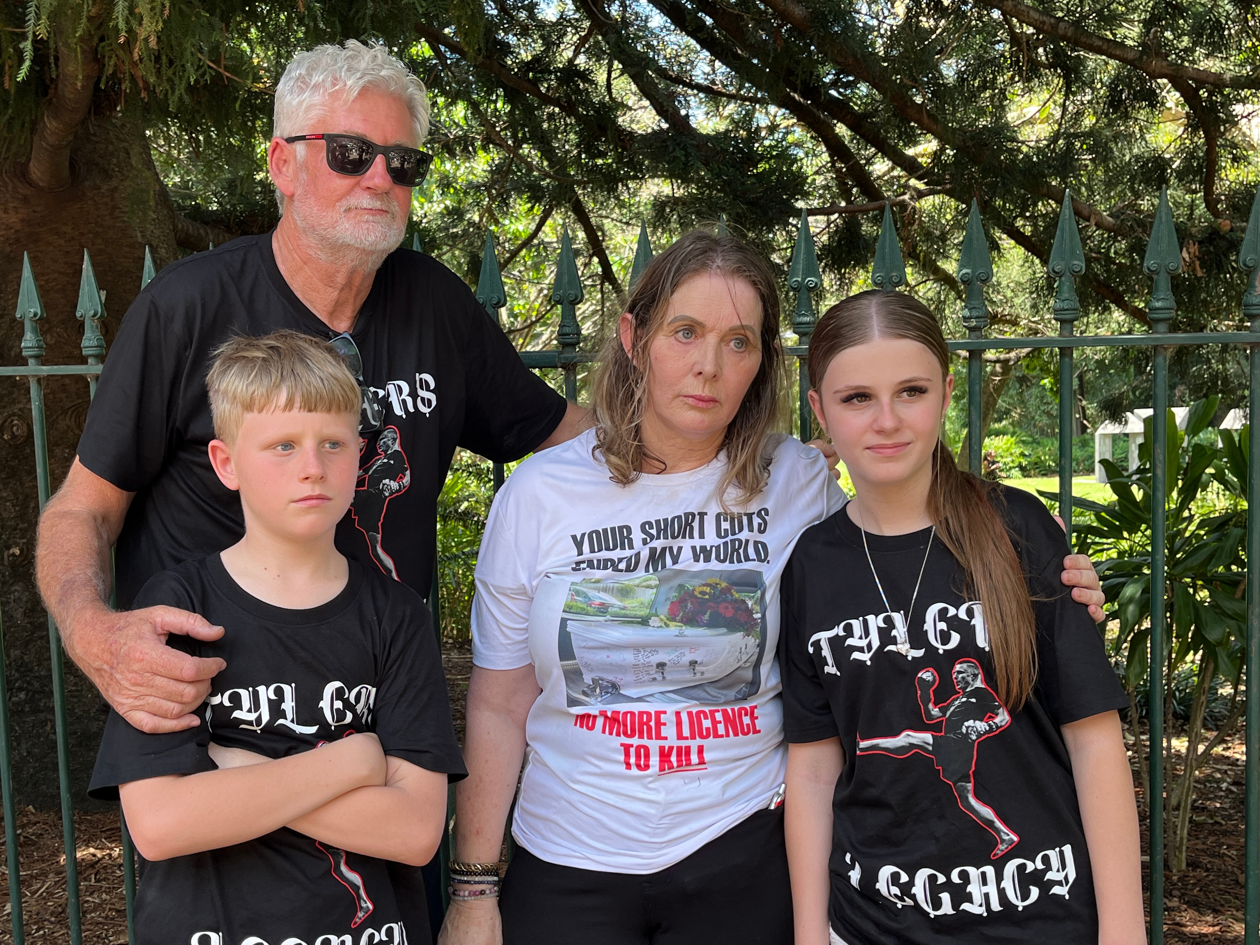 Tyler Whitton's family wear shirts with his name on the front