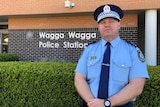 Riverina Police District Commander Superintendent Bob Noble standing outside of the Wagga Wagga Police Station