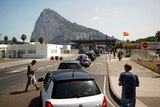 Drivers queue to enter the British territory of Gibraltar.