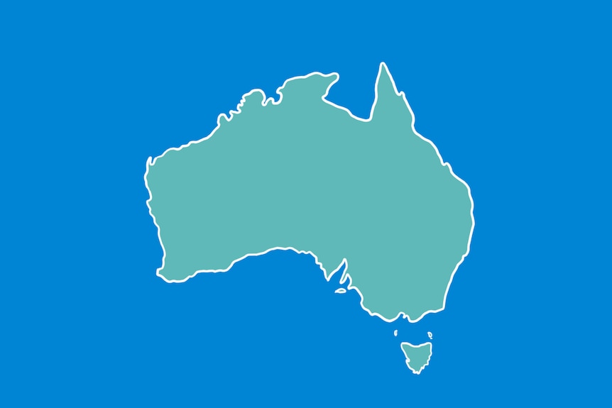 An illustration depicting a map of Australia.