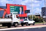 A billboard telling voters to vote for Dugald Saunders
