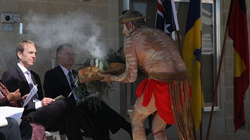 Chief Minister Jon Stanhope and Attorney-General Simon Corbell at a smoking ceremony.