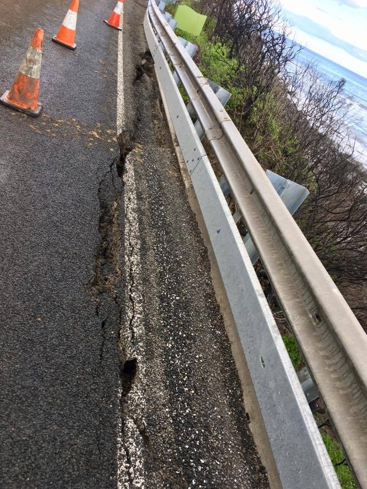 A crack in the road at Wye River