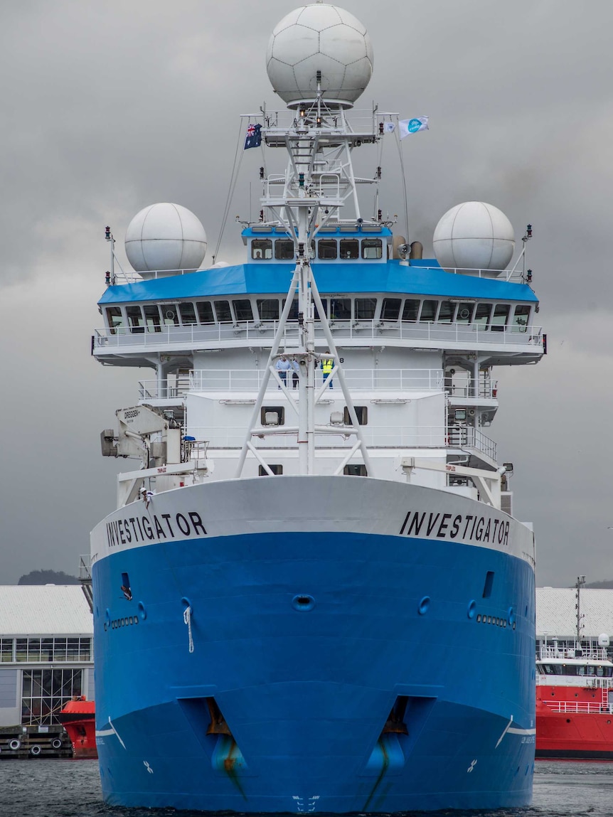 The CSIRO's RV Investigator swings gently into her berth