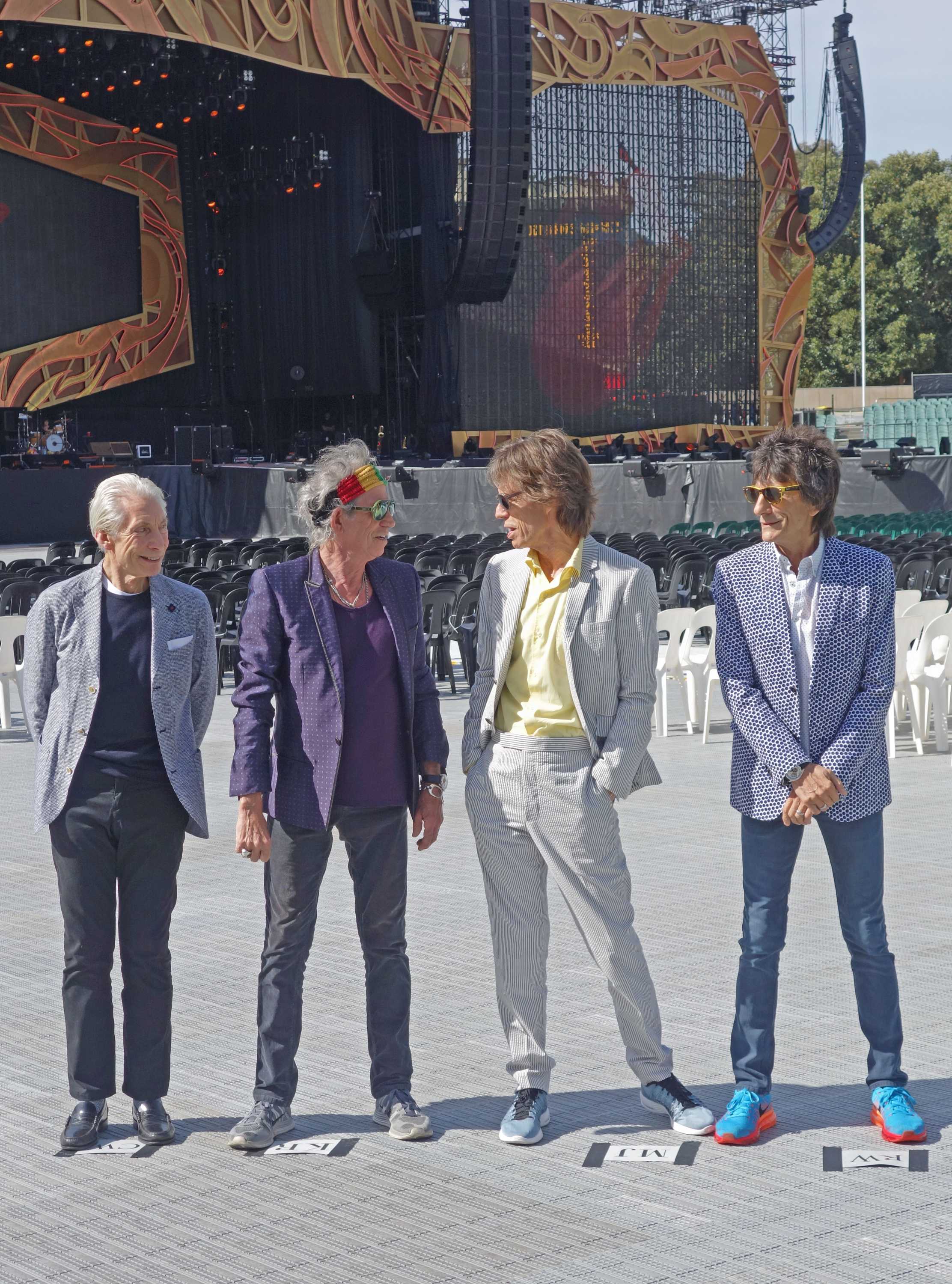 Stones check out the venue they will play in Adelaide on Saturday night