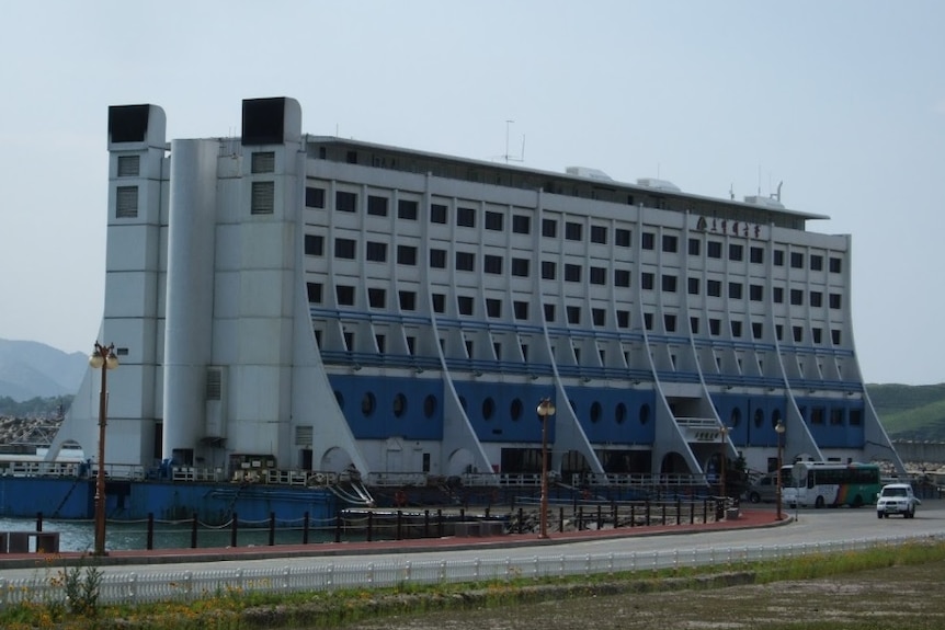 The floating hotel docked in North Korea.
