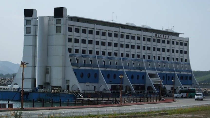 The floating hotel docked in North Korea.
