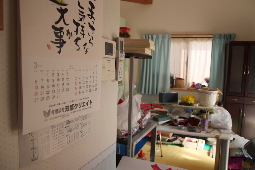 There are still dishes in the sink of this Futaba home, where the family who lived here grabbed what they could and ran.