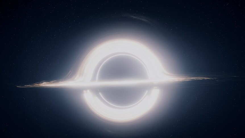 The visualisation of a black hole in the 2014 film Interstellar.