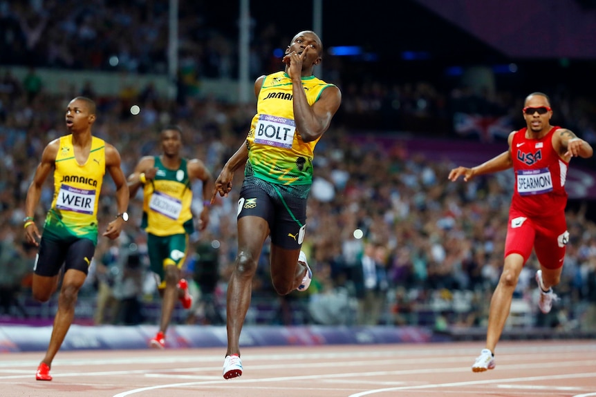 New goal ... Usain Bolt (c) says he could compete in long jump at the next Olympics