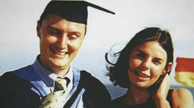 Murdered British backpacker Peter Falconio with his girlfriend Joanne Lees.