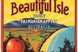 a colourful historic apple case label that says 'apple valley packing house cygnet tasmania'