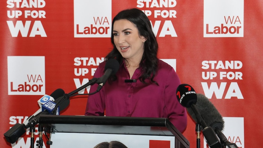 Magenta Marshall speaks from the podium at her campaign launch.