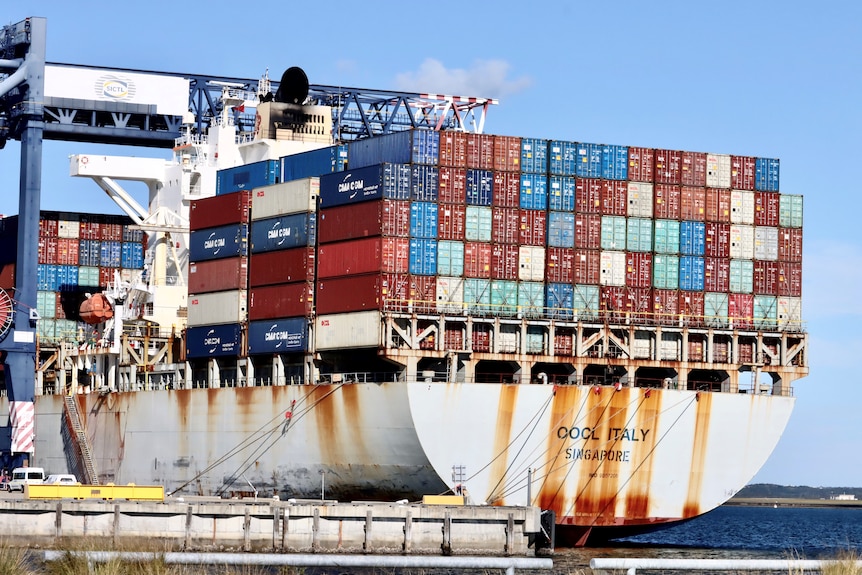 Container ship at port botany, June 2021