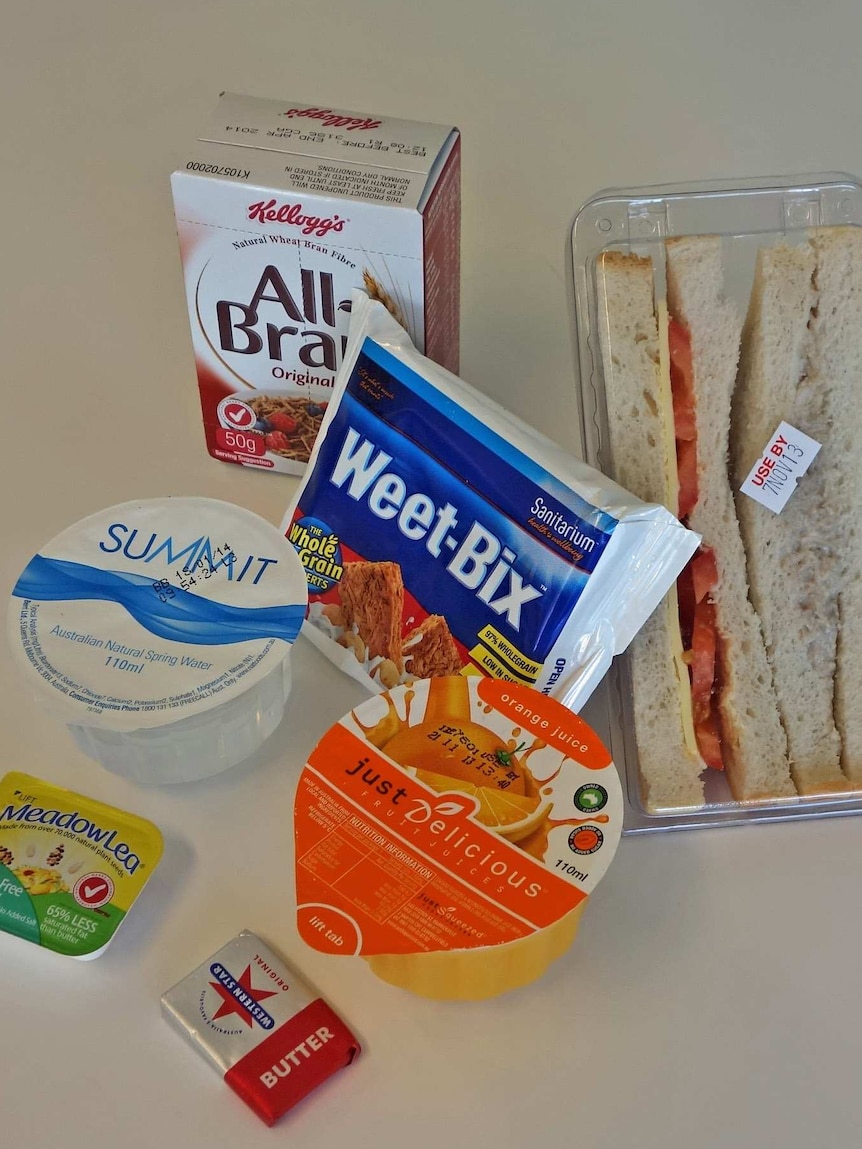 Examples of food packaging at The Canberra Hospital.