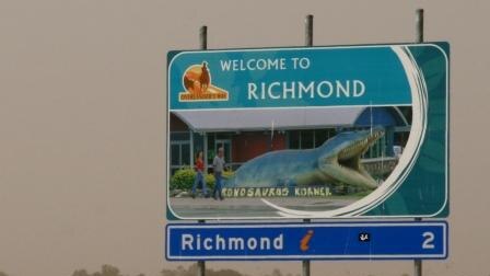 Welcome sign to town of Richmond, east of Mount Isa in north-west Qld