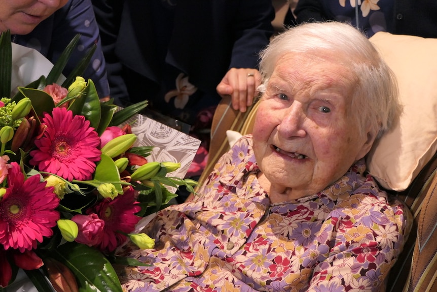 Joan smiling at birthday party