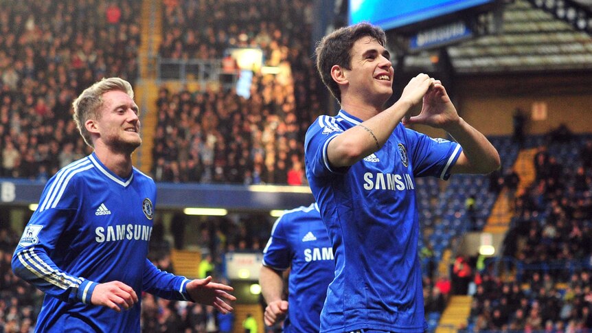 Chelsea's Oscar celebrates against Stoke