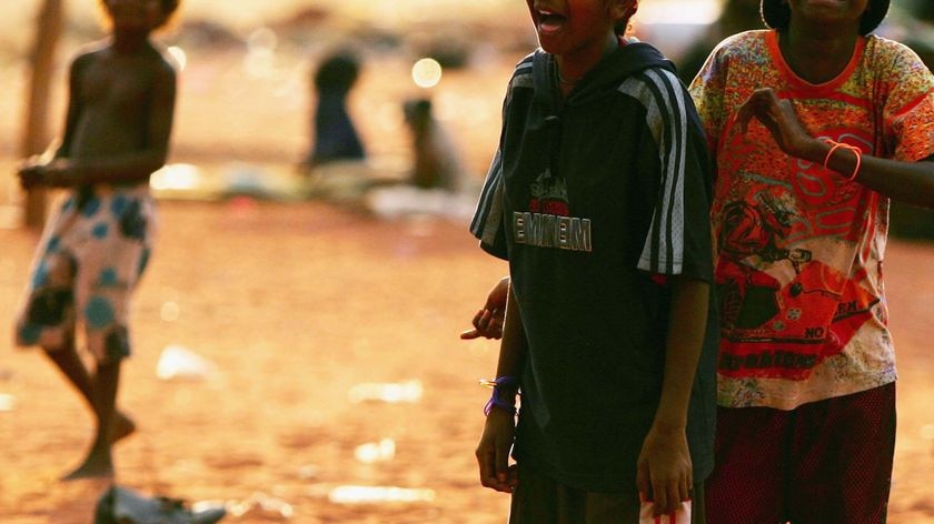 Aboriginal children play at an outstation