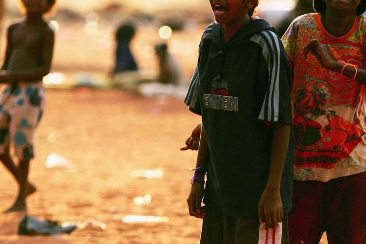 Aboriginal children play at an outstation