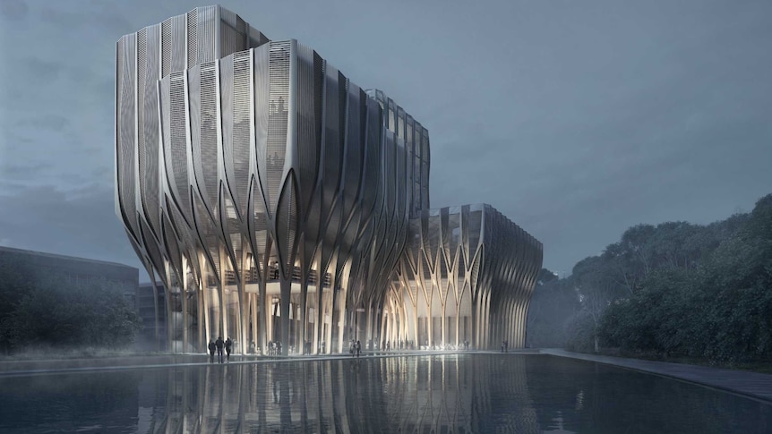 Design for the Sleuk Rith Institute - library and reflecting pool