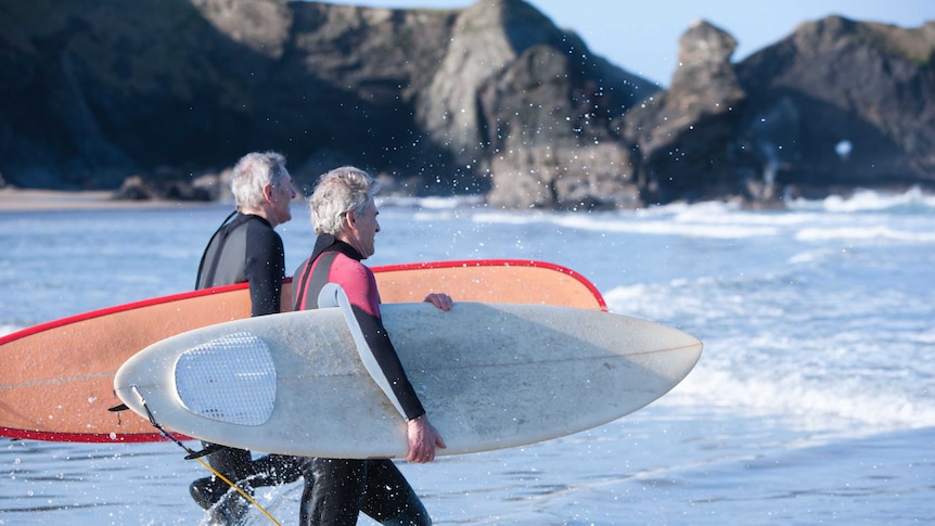 Old men surfing