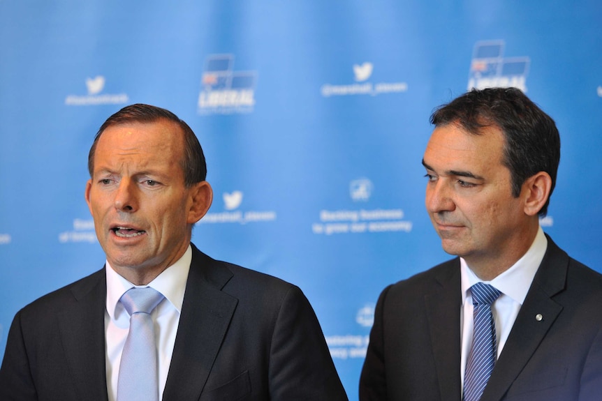 Prime Minister Tony Abbott with SA Liberal leader Steven Marshall