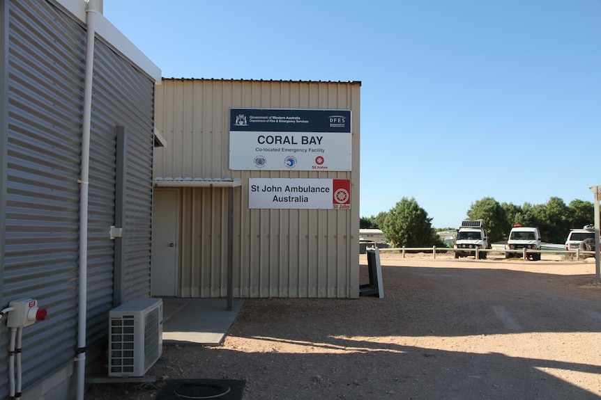 Metal shed which houses St John Ambulance in Coral Bay