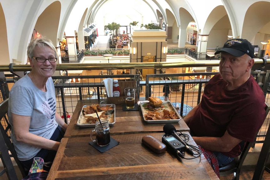 Patricia and Jim eat at a restaurant in a suburban Pittsburgh mall.