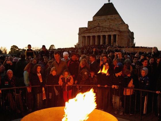 Crowds at the Anzac Day.