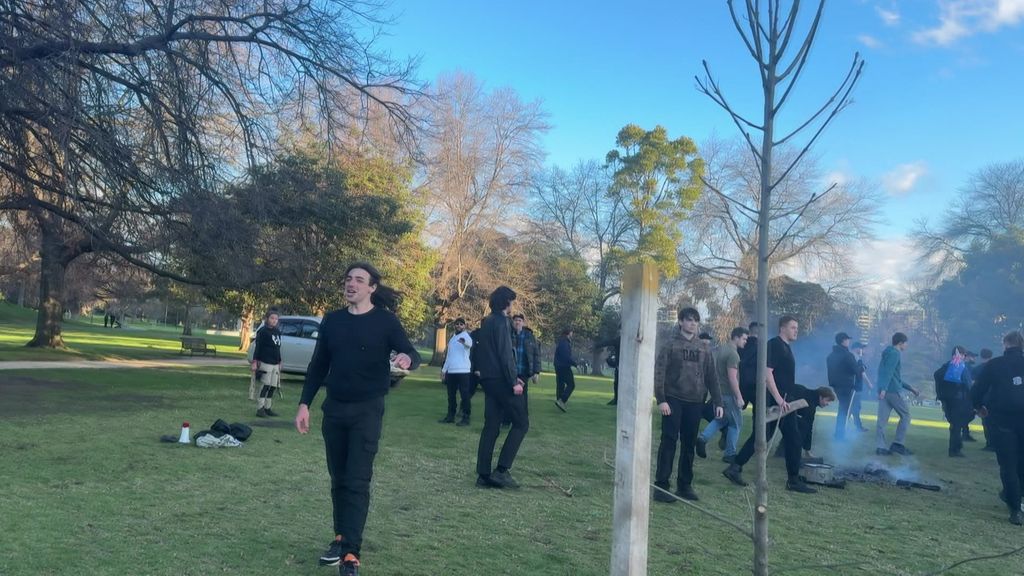 Men in black clashing