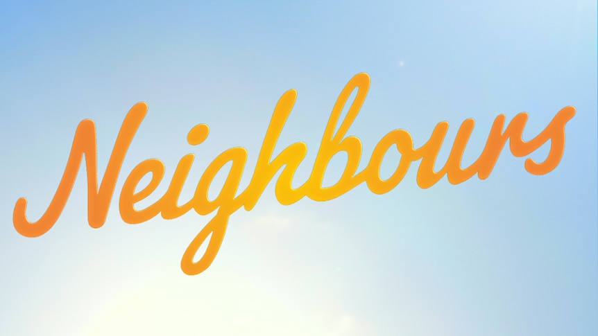 The word 'Neighbours' against a blue, sunny sky.