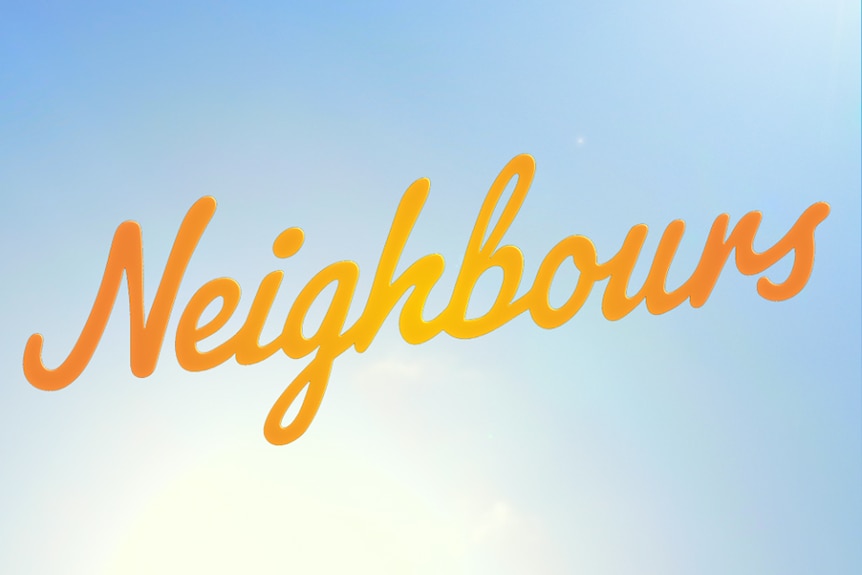 The word 'Neighbours' against a blue, sunny sky.