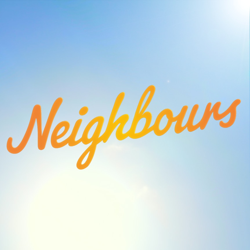 The word 'Neighbours' against a blue, sunny sky.