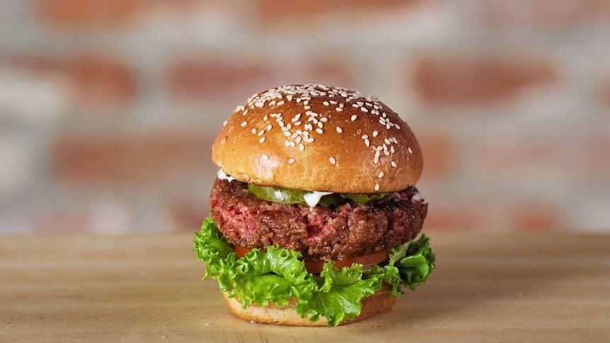 Impossible Foods plant-based burger.