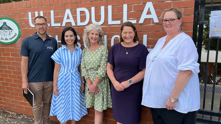 NSW Labor deputy leader Pru Car, second from left with South Coast candidate Liza Butler (centre) at Ulladulla High School