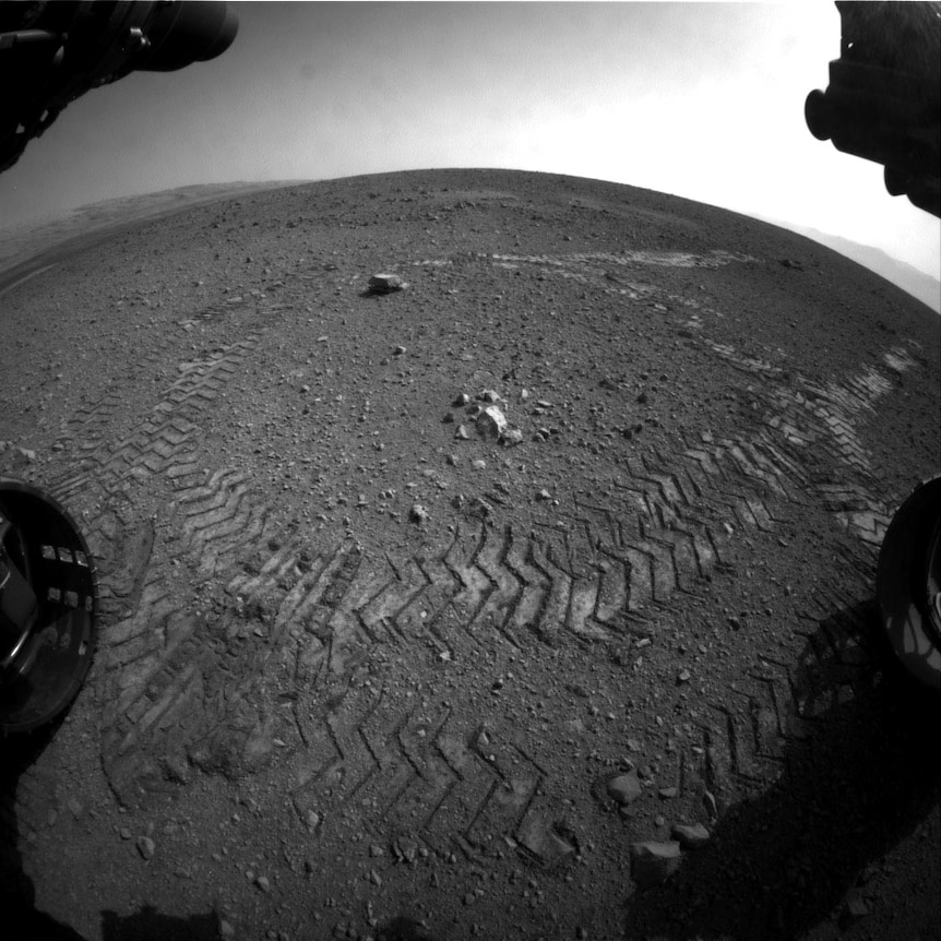 NASA's Curiosity rover leaves it mark on Mars.