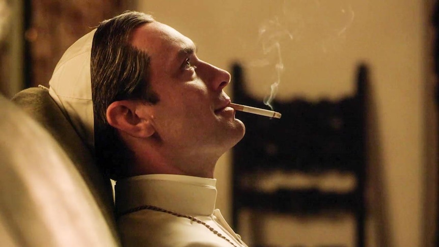 Jude Law smoking a cigarette in The Young Pope