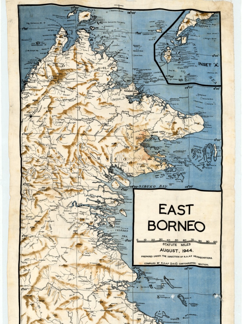 East Borneo map 1944 supplied to Z Special Unit.