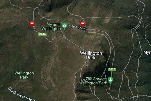 Map of road to summit of Mount Wellington, Hobart.